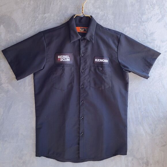 JEDI MFG CO. Rebel Scum Kenobi Patch Button Up Shirt Size M Black Utility Work - Picture 1 of 6